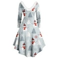 thumbnail image 5 of IROINNID Christmas Cocktail Dress for Women Funny Xmas Print Long Sleeve Raffle Party Ugly Dress,Light Blue, 5 of 5