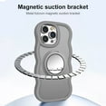 thumbnail image 4 of ELEHOLD for iPhone 16 Case, Cute Curly Wavy Shape Magnetic Small Mirror Ring Stand Women Girls Shockproof Protection Case with Strap for iPhone 16,Black, 4 of 12