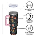 thumbnail image 4 of Floral 40oz Tumbler– Stainless Steel Insulated Tumbler with Handle and Straw, Large Capacity Travel Cup for Hot & Cold Drinks,Thanksgiving,Christmas, Spring,Flower, 4 of 6
