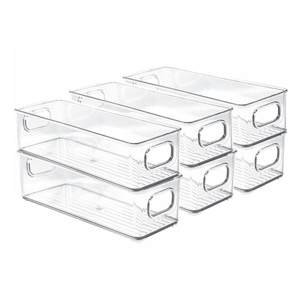 BOLLSLEY 6 Pack Deep Plastic Kitchen Storage Organizer Container Bin for Pantry,