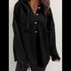 thumbnail image 5 of Sudadera Holgada de Larga para Mujer, Informal, con Botones y Capucha, con Bolsillo. Negro M, 5 of 7