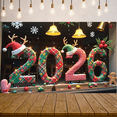 thumbnail image 4 of Festive Design Merry Christmas Banner Holiday Decoration Gold Light Up 2026 Banner for Christmas Party Celebration Indoor Decor, 4 of 9
