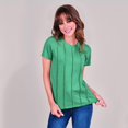 thumbnail image 1 of 800-94 Blusa dama manga corta algodón bordado crochet color aqua Cklass 800-94, 1 of 2