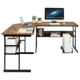 thumbnail image 6 of Demi Bonn L-Shaped Computer Desk with Tiltable Tabletop, Small Home Office Desk Study Writing Table, Rustic Brown, 6 of 12
