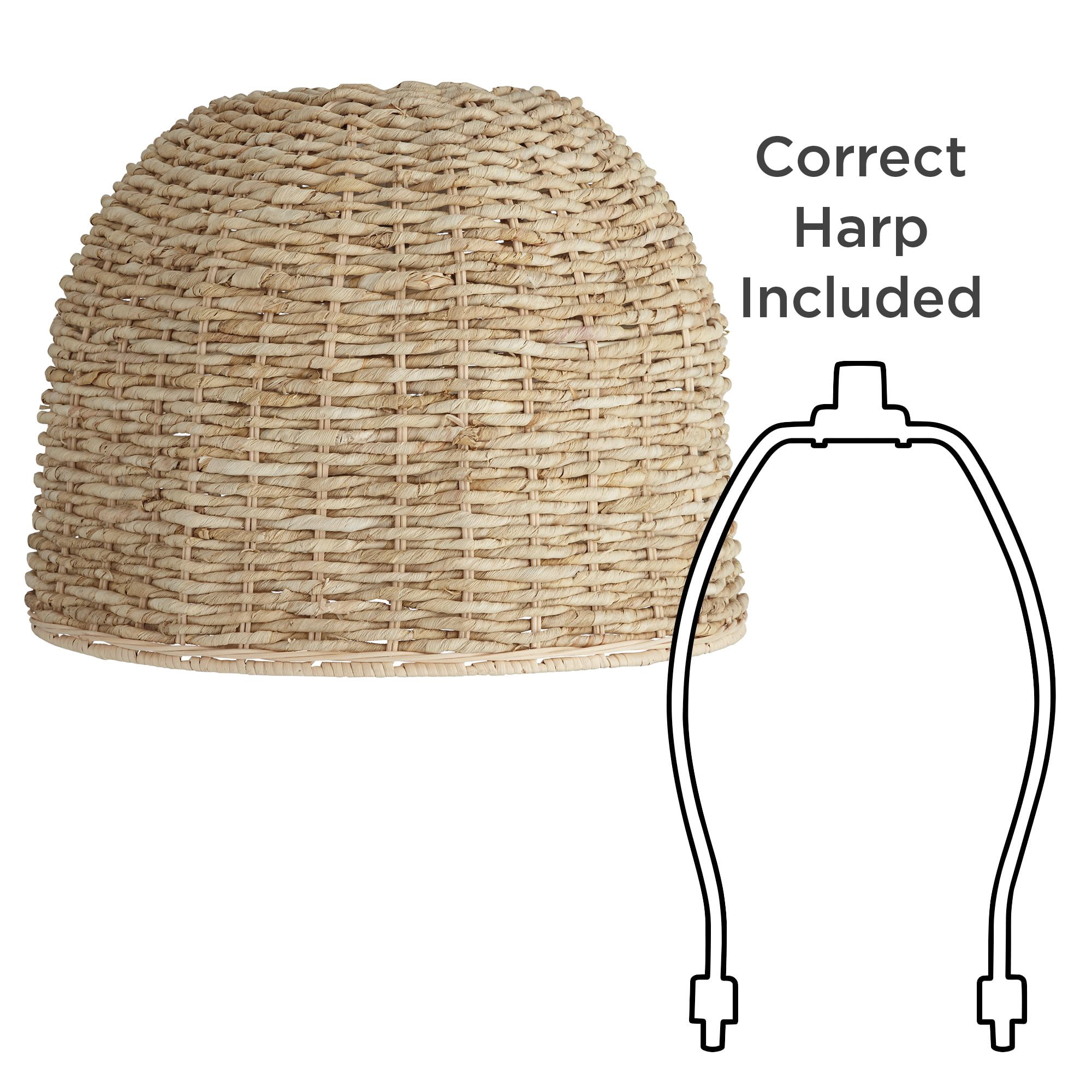Springcrest 5" Top x 16" Bottom x 12" High x Lamp Shade Replacement Medium Drum Round Coastal Tropical Woven Husk Harp Finial