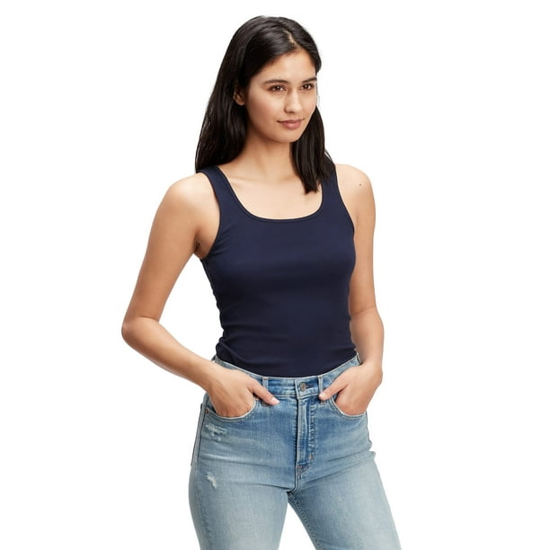 Camiseta sin mangas GAP acanalada para mujer, uniforme azul marino, talla XS