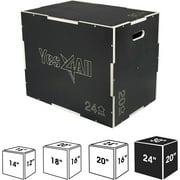 Yes4All 3-in-1 Wooden Plyo Box, Non Slip Surface with Hex Grip, Three Different Height, 30" 24" 20", Black Color