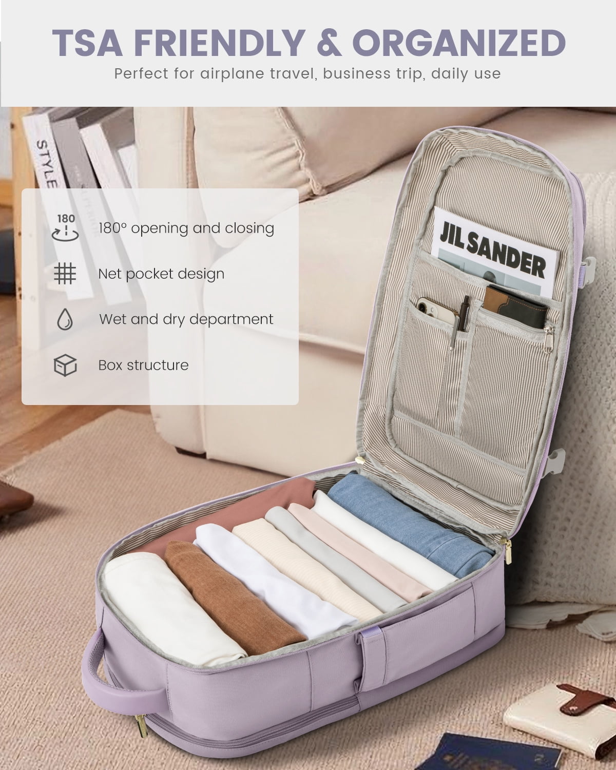 Lovevook Travel Backpack, 40L Carry-on Luggage Backpack Airplane Approved Size, Person Item Bag Business Weekender Overnight Bag with 3 Cubes