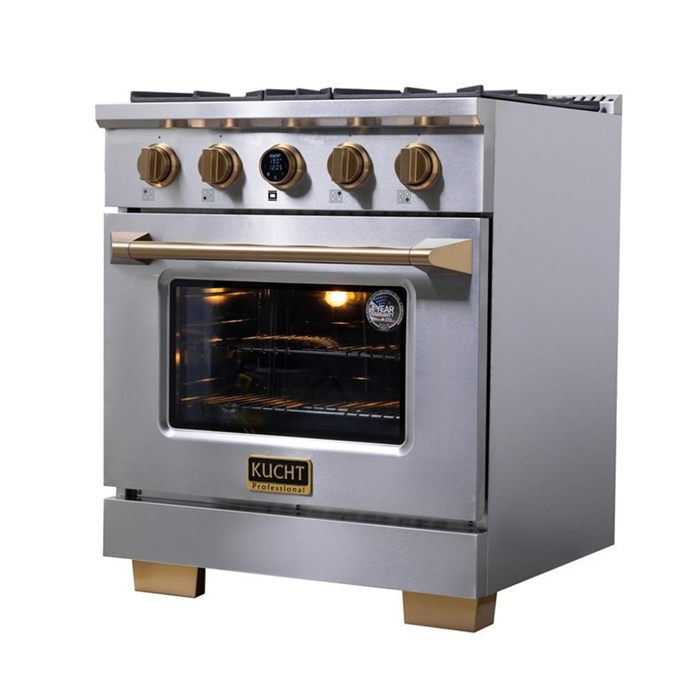 Pemberly Row 30" 4.2 cu. ft. 4 Burners Dual Fuel Range for Natural Gas in Steel