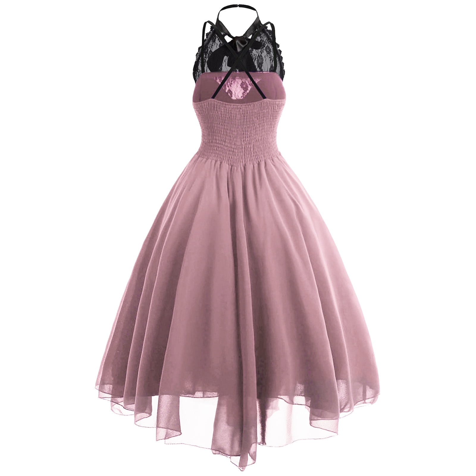 Lace panel cross back gothic cheap corset dress