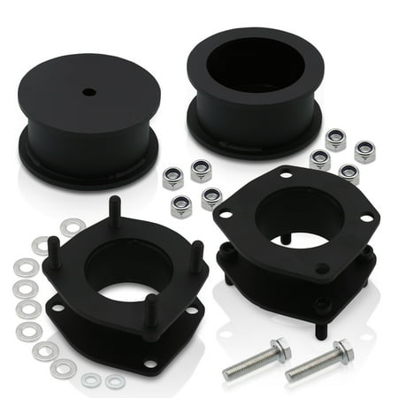 For 2006-2010 Jeep Commander XK 3" Front + 3" Rear Leveling Lift Kit (Black) - Strut Spacers Heavy Duty Steel 2006 2007 2008 2009 2010 06 07 08 09 10