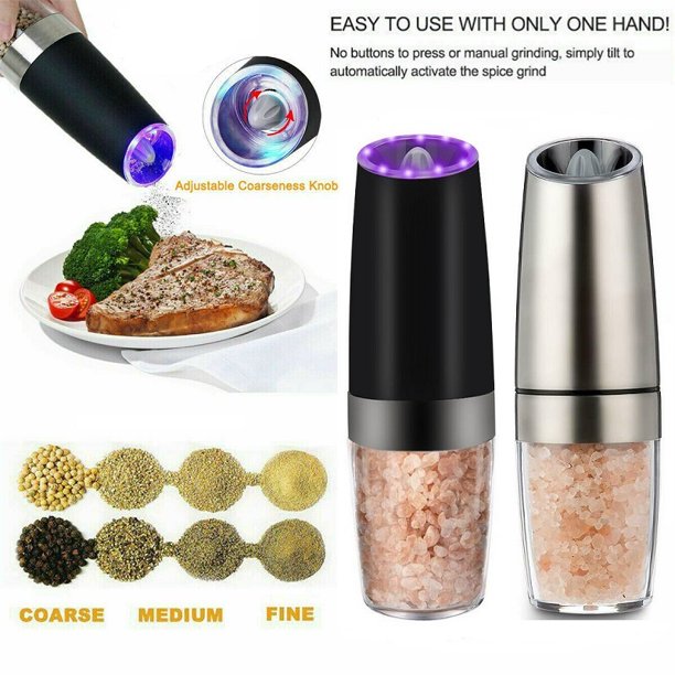 Gravity Electric Salt and Pepper Grinder Battery Operated Stainless