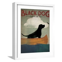 Art.com Black Dog Canoe Art Print by Ryan Fowler, White Frame Wall Art, 17" x 21"