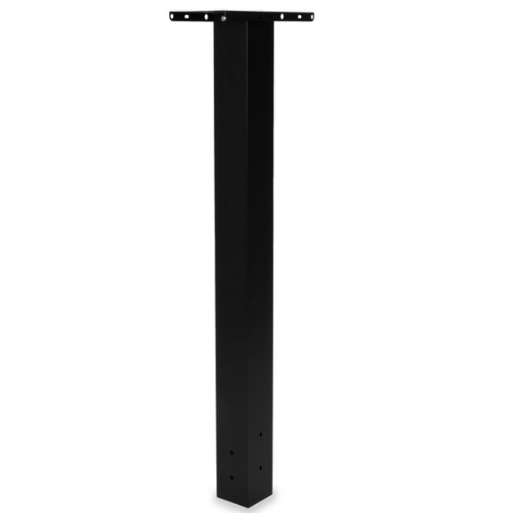 Ilyapa Black Metal Mailbox Post for Outside, 43x4x4 inch Metal Post Sleeve with Two Universal Mounting Plate Brackets for Curbside Residential Mailbox, Heavy Duty
