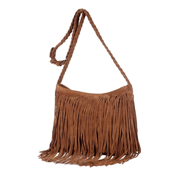 Primegos Women Tassel Shoulder Bag Large Capacity Retro Crossbody Bag Bohemian Fringe Messenger Bag for Daily Outings Work Travel