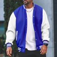 thumbnail image 3 of Lefu Men Classic Thin Fleece Baseball Jacket Fashion University Varsity Splicing Coat, 3 of 9