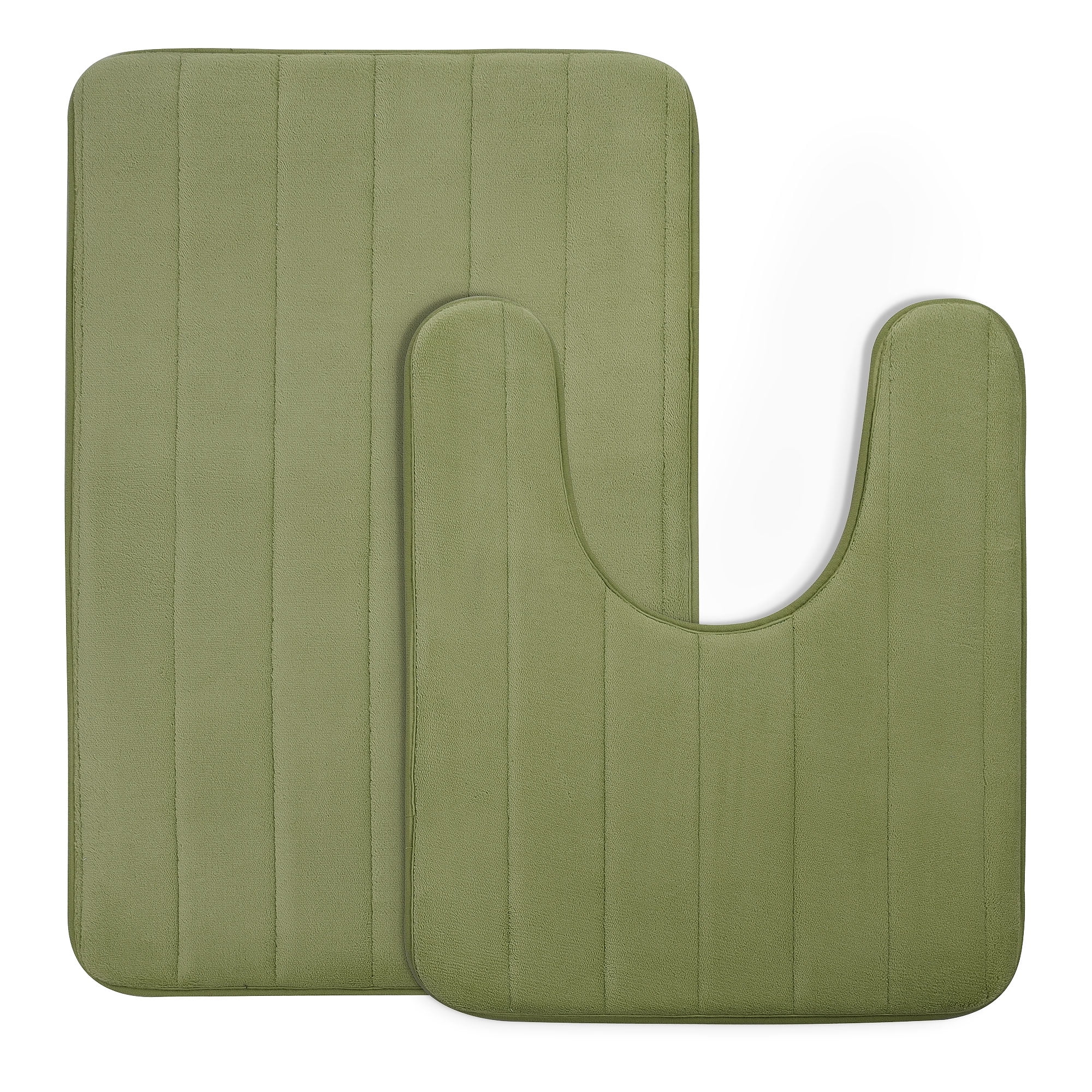 2Pack Memory Foam Nonslip Washable Bath Toilet Pads Mats Rug Green