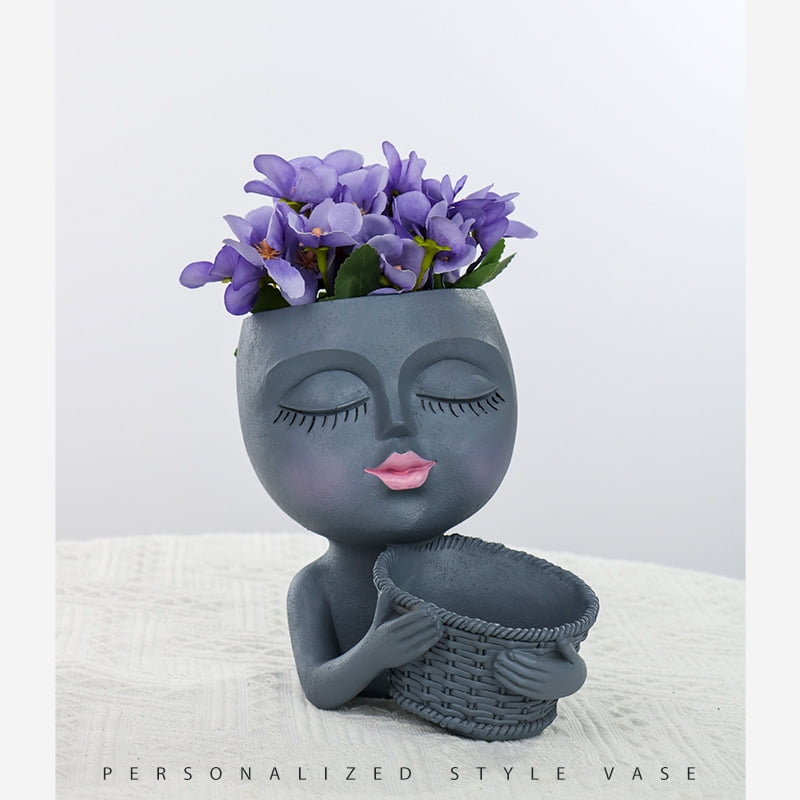 Face Planter Pot Flower Pots in One for Indoor Outdoor Plants Resin