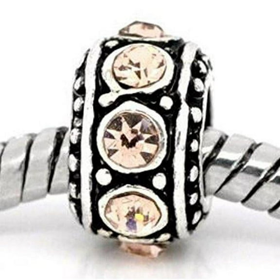 Sexy Sparkles Silver Base Metal November Topaz Birthstone Spacer Bead Charm - Zinc Metal Alloy