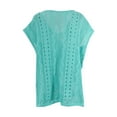 thumbnail image 5 of Summer Clearance Sale! TMOYZQ Women's Swimwear Cover Ups Short Sleeve V Neck Crochet Knit Beach Dress Swimsuit Coverups Summer Beachwear Bathing Suit Cover Up for Women, 5 of 6