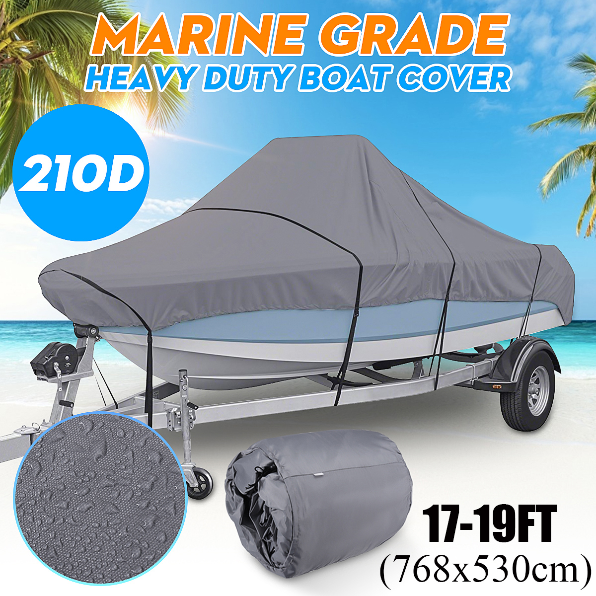 210D Waterproof Center Console Boat Cover Heavy Duty Windproof Marine