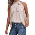 thumbnail image 2 of HOWPAY Womens Sleeveless Tops Loose Fit Crew Neck Basic Tee Tops Casual Letter Print Summer Lightweight Cozy Soft Baggy Y2K Clothes Khaki XL, 2 of 6