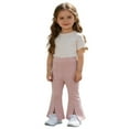 thumbnail image 4 of RUTAYY Children Girls Flared Pants Solid Color Elastic Waist with Front Slit Design Chic Holiday Trousers, 4 of 4