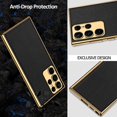 thumbnail image 6 of Compatible Samsung Galaxy S23 Ultra Leather Case,Electroplate Leather with Plating Soft Silicone TPU Shockproof with with Camera Protection Bumper Case for Galaxy S23 Ultra Phone Case-Black, 6 of 14