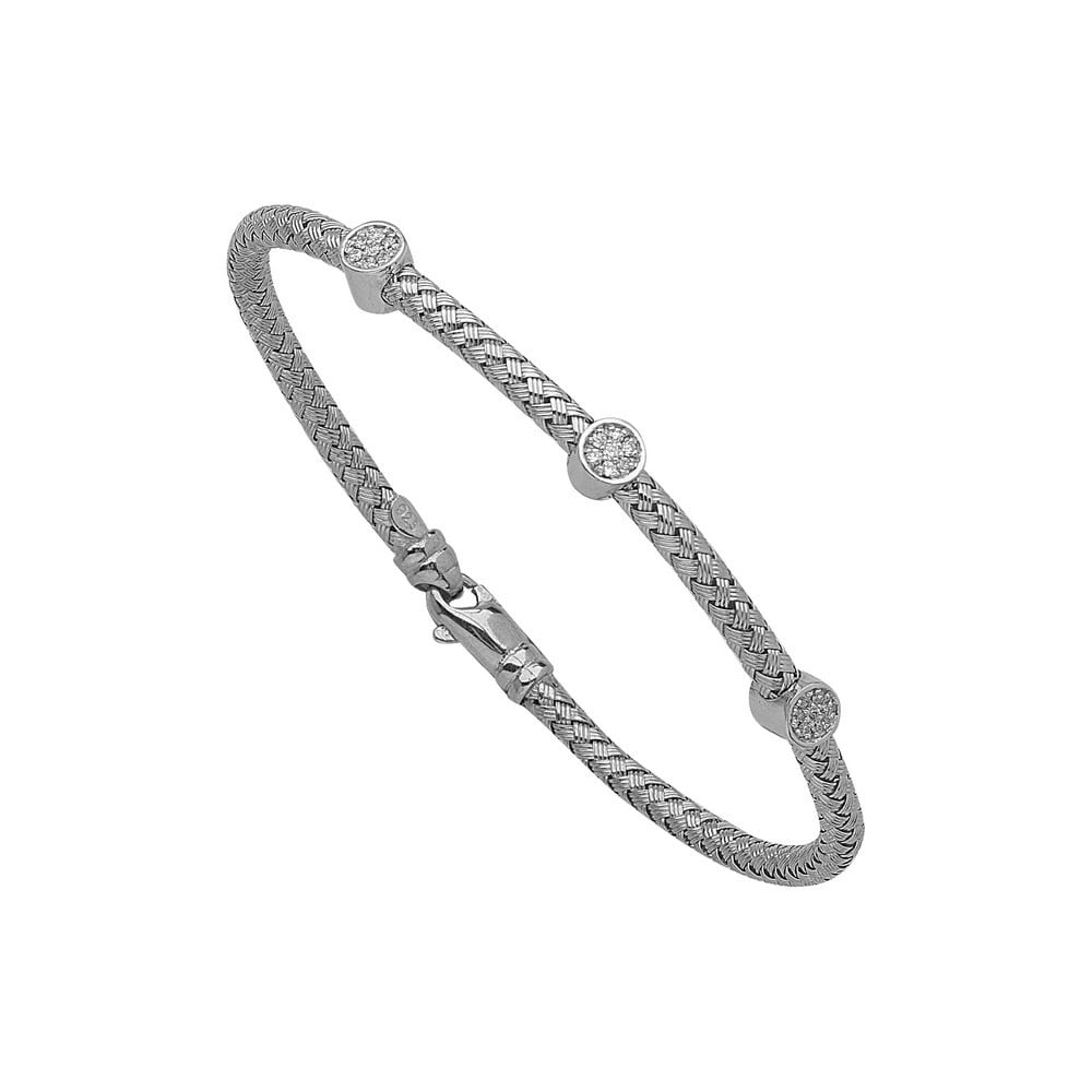 Sterling Silver Rhodium-plated Diam Fancy Bracelet