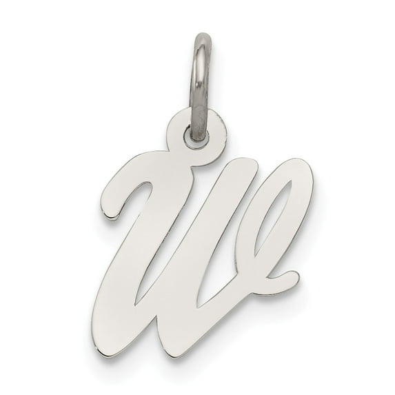 FB Jewels Sterling Silver Rhodium-plated Small Script Initial W Charm