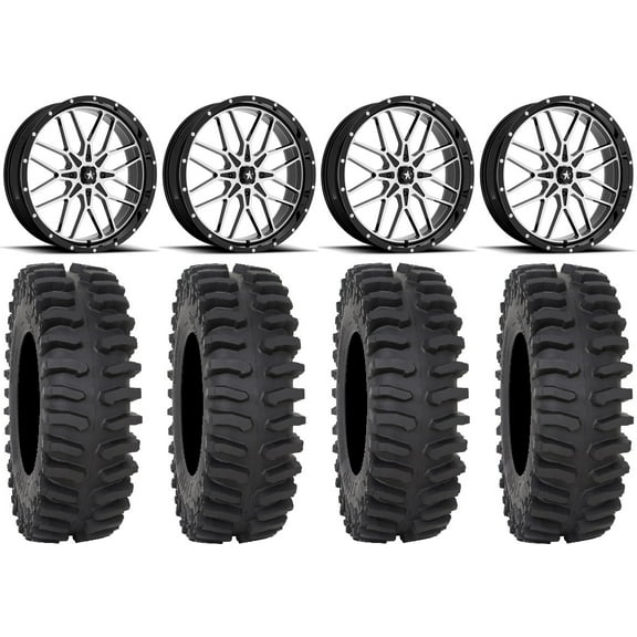 MSA Portal 22" Wheels Machined 37" XT400 Tires Kawasaki Mule Pro FXT