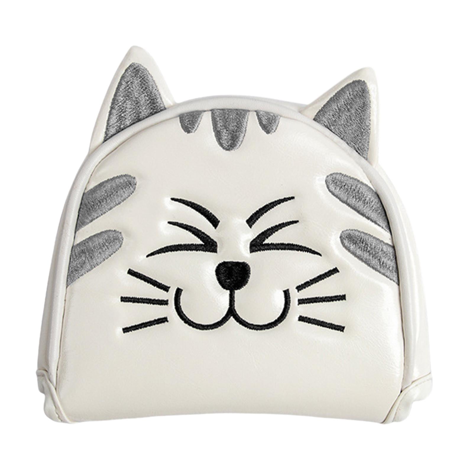 harayaa Golf Club Head Covers Mallet Putter Cat Pattern Accessories Putter Cue Headcover Semicircle White