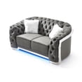 thumbnail image 3 of Glory Sapphire Gray Velvet Loveseat With LED Accent Lighting, 3 of 7