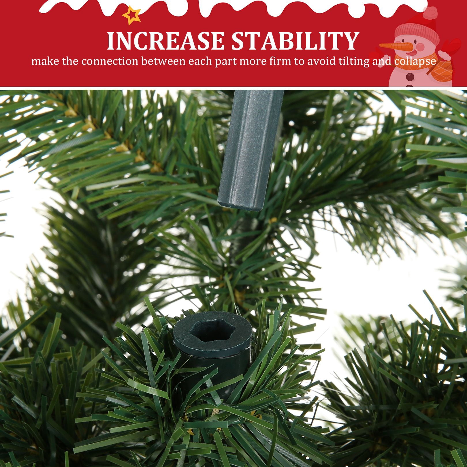 Funcid 6ft Premium Hinged Artificial Christmas Tree Full Tree with 1477 PVC Branch Tips, Foldable Metal Stand, Green