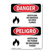 OSHA Danger Sign - Acetylene No Smoking No Open Flames | Plastic Sign | Protect Your Business, Construction Site, Warehouse & Shop Area |  Made in The USA