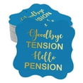 thumbnail image 1 of Inkdotpot Pack Of 100 Good Bye Tension Hello Pension Retirement Paper Tags DIY Craft Bracket Shape Real Gold Foil Hang Tags, 1 of 7