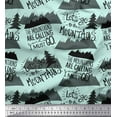 thumbnail image 1 of Soimoi Green Moss Georgette Fabric Mountains & Text Printed Craft Fabric by the Yard 42 Inch Wide, 1 of 3