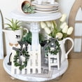 thumbnail image 2 of IUAMXWU 2Pcs Rustic Farmhouse Wooden Window Tiered Tray Decor Set Black White Plaid Cathedral Fence Shaped Mini Ladder Signs with Wreath for Home Kitchen Table Shelf Decor, 2 of 5
