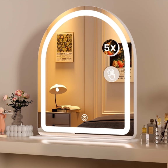 Swafrrt Arch Makeup Mirror with Lights, 20x24inch Vanity Mirror, Lighted Makeup Mirror, 3 Color Modes, Dimmable Light, HD 4MM Shatter-Proof Mirror