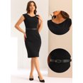 thumbnail image 2 of DARING DIVA Women's Cap Sleeve Boat Neck Pencil Dresses XS Black, 2 of 6