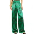 thumbnail image 3 of TaTaai Women's Casual Printed Trousers Stretch Satin Fabric Solid Color Pants with Pattern Elastic Waist Lightweight Comfy Spring Summer Daily Beach Wear Gift, 3 of 5