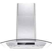 CIARRA 30'' 450CFM Wall Mount Range Hood with Stainless Steel and Tempered Glass, Touch Control, Ducted or Ventless, Auto Shut Off Function CAS75502