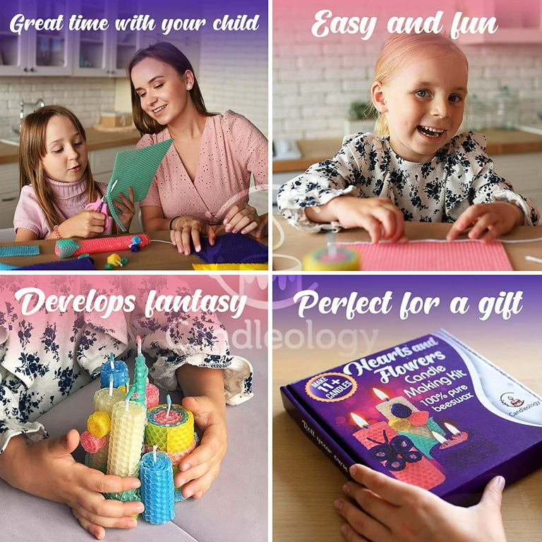Bees Wax DIY Making Candle Kit for kids and adults - Including Candle Make  Pouring Pot, Spoon, 8pcs Candles tins, 4pcs wax