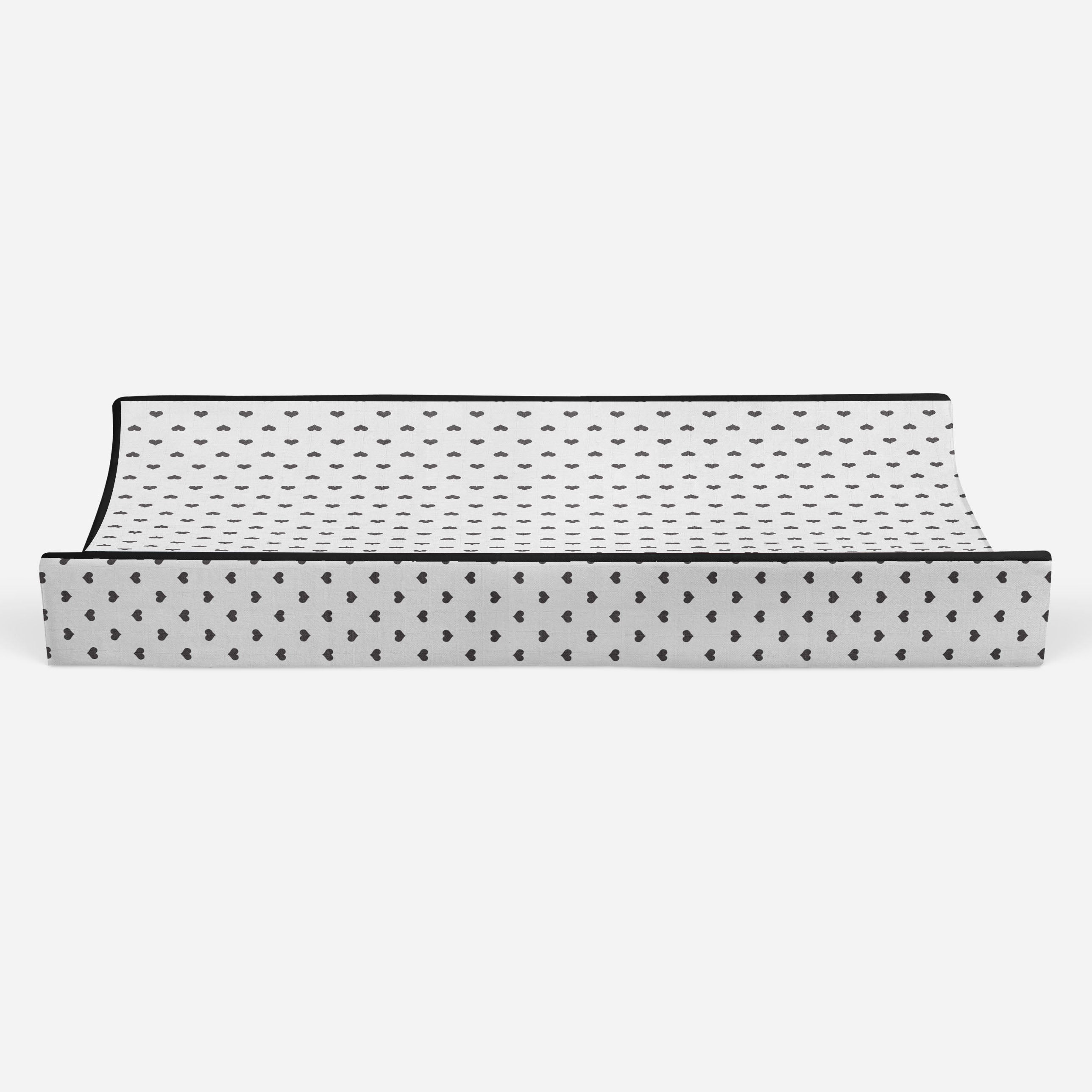 Bacati - Hearts Black Quilted Muslin Changing Pad Cover