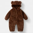 thumbnail image 2 of YWOAGH Toddler Boy Pajamas&nbsp; Sleepsuit for Baby Boys Winter Warm Hooded with Bear Design Soft Cozy Set for 0 to 12 Months Brown 0-3 Months, 2 of 3
