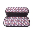 thumbnail image 5 of Picia Peonies Pattern Large Capacity PU Leather Pencil Case Organizer Pen Marker Holder Double Zipper Storage Bag Big Pencil Pouch for College Office, 5 of 6