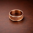 thumbnail image 2 of Floral Engraved Copper Ring, Wide Textured Statement Band, Pure Copper Lotus Ring, Handmade Jewelry, 2 of 2