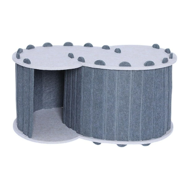 Cama túnel para gatos con 2 agujeros, cueva para gatos, fácil de limpiar, para 2 gatos, resistente a arañazos. Gris oscuro