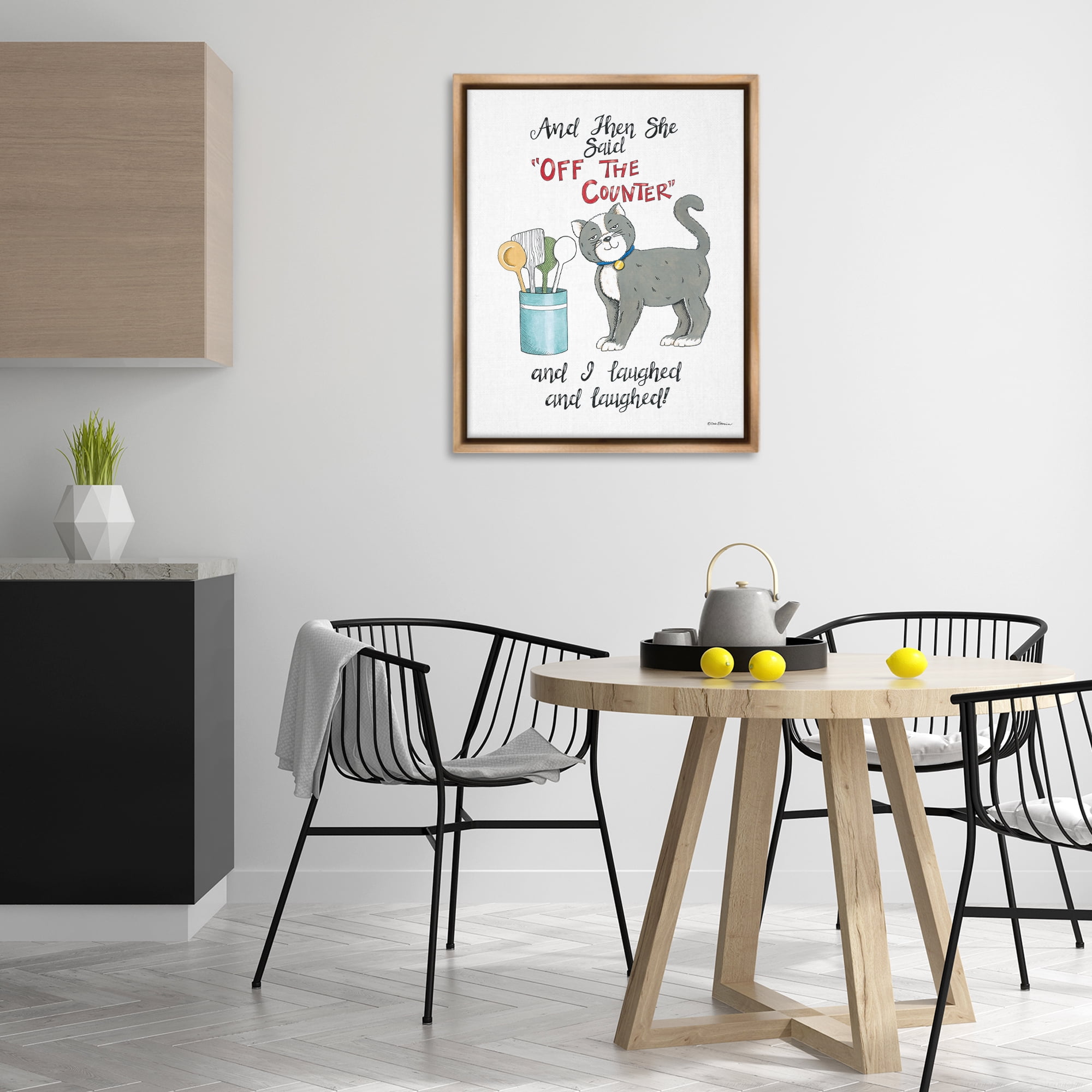 Stupell Industries Sassy Cat Humor Saying Animals Painting Brown Floater Framed Canvas Art Print Wall Art, 25 x 31