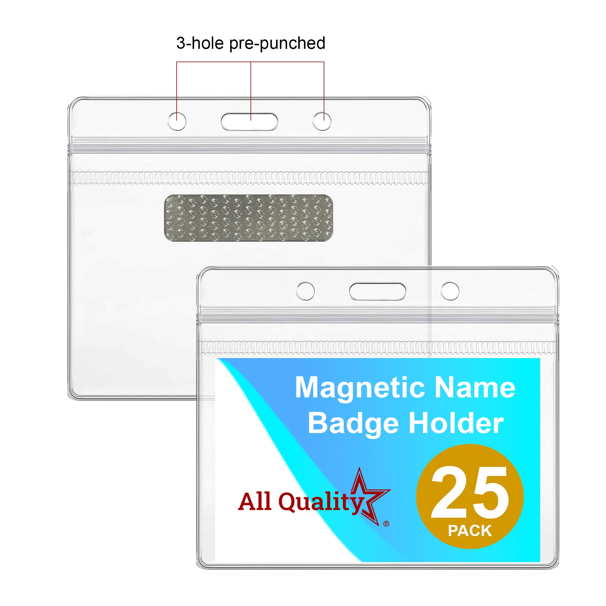ID Badge with Magnet Backing - 25 Pack | Professional Name Badge Holders with Clear Images & Secure Magnetic Fastening